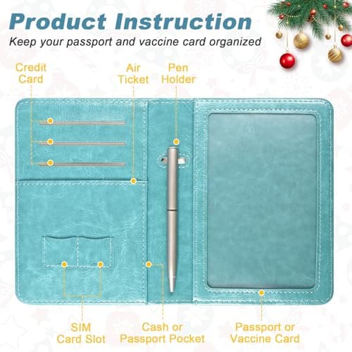 DMLuna Passport Holder, Premium PU Leather Travel Passport Wallet RFID Blocking Passport Cover Case Travel Documents Organizer with Pen Holder, for Women and Men, Blossom — view 5