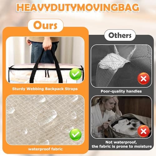 Goodaily Moving Bags, 8 Pack 88L, Waterproof PE Bags with Handles — view 5
