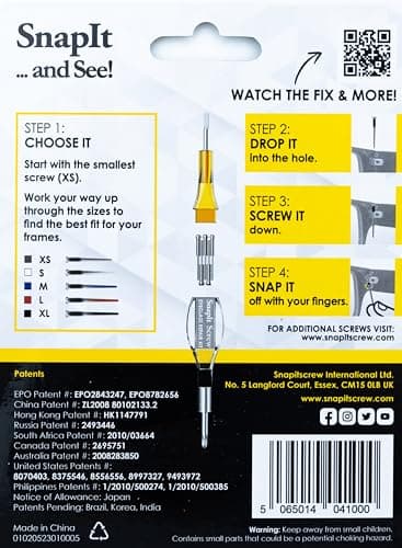 SnapIt Glasses Repair Kit, Eyeglass Repair Kit with Screws 5 Sizes, Screw Replacement Kit & Double-Ended Mini Screwdriver, Portable, Pocket & Bag Friendly, Travel Friendly (Yellow) — view 3