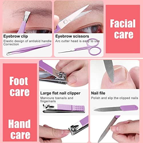 Nail Clipper Set Manicure Set Women Aceoce Stainless Steel Figer Toe Nail Clippers Travel Manicure Grooming Kit Personal Care Set Gift for Travel Partner Mini case 4 in 2 — view 2