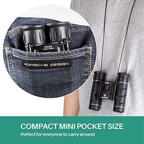 QUNSE Small Compact 10x25 Binoculars for Adults Kids Travel Waterproof — view 5