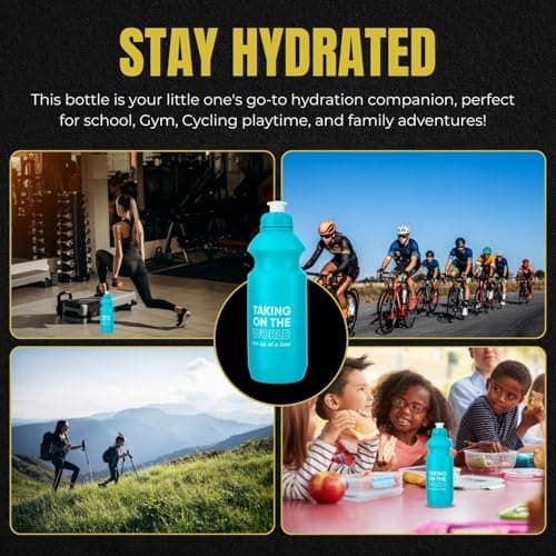 HOMESHOPA Squeeze Sports Plastic Water Bottle, 1 Pack Blue Non-Toxic Pull Top Wide Mouth Opener, Durable Leak Proof Drinking Bottle For Running, Gym, Fitness, Yoga, Outdoors and Camping — view 5