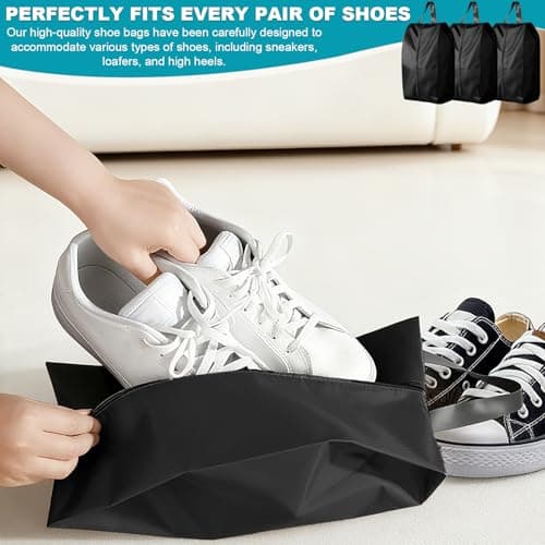 6PCS XXL Travel Shoe Bags (42×24×24cm), Black Waterproof Zipper Shoe Bags for Luggage & Gym, Large Capacity Shoe & Clothes Organizer for Travel & Closet Storage — view 4