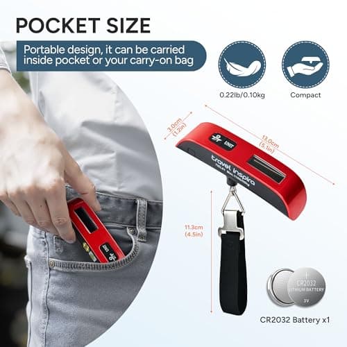 travel inspira Luggage Scale, Portable Suitcase, Weighing Scales (Red) — view 5