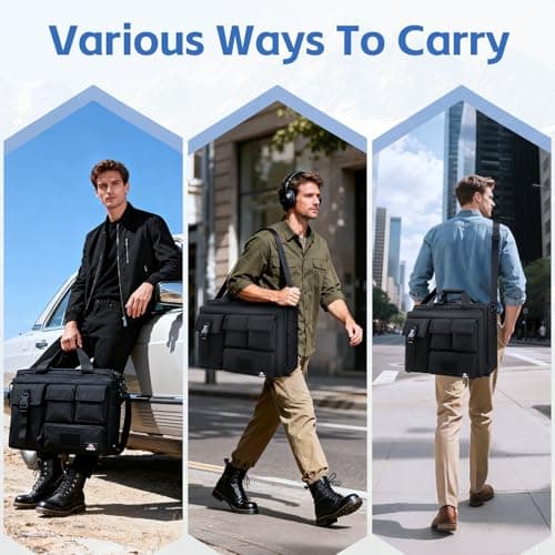 GES 17.3 inch Laptop Bag, Multi-funtion Men's Outdoor Tactical Nylon Shoulder Laptop Messenger Bag,Briefcase Handbags for Camera/Tablet/Notebook (Black-17.3") — view 6
