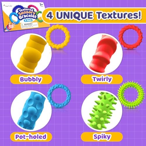 Sensory Fidget Toys for Kids: 4 Pack Textured Fidget Bracelet — view 4
