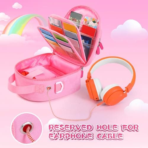 TATAVR Carrying Case Compatible with Yoto Mini, Card Holder Hold Up to 30 Cards, Travel Storage Bag with Adjustable Shoulder Strap for Audio Music Player & Headphone, Bag Only (Pink) — view 5