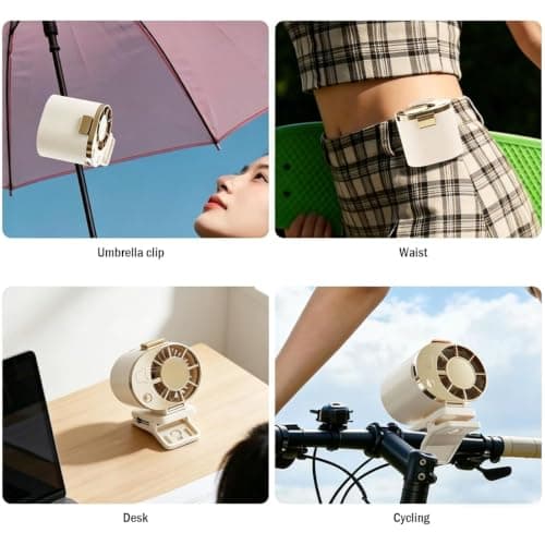 Portable Clip-On Fan Car Clip on Fan Rechargeable Hands-Free Cooling Fan, 360° Rotatable Mini Fan 3 Speeds USB‑C Fast Charge, Lightweight Wearable Fan for Neck, Waist, Office, Travel, Outdoor (Orange) — view 4