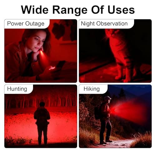 LED Red Light Torch, Single Mode Night Light, AA Battery Powered, Portable — view 3