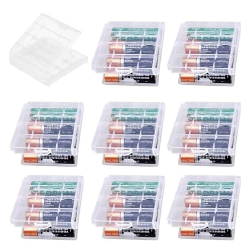 9 PCS AA/AAA Cell Battery Storage Cases, Hard Plastic Batteries Storage Boxes for AA/AAA Cells and Rechargeable Batteries, Clear Cells Holder (Hyaline)