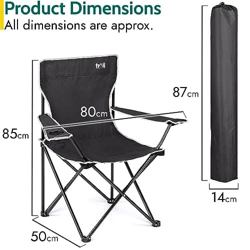 Trail Folding Camping Chair with Cup Holder, Black — view 3