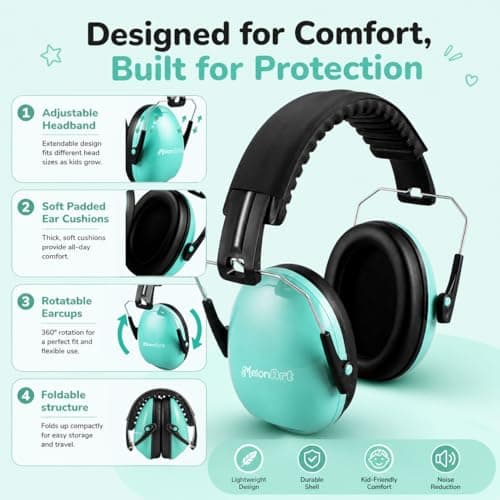 MelonArt 3 Pack Kids Ear Protection Earmuffs, 27dB Noise Cancelling Headphones Hearing Protection for Kids Children Autism — view 4