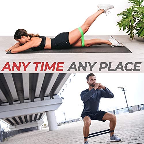 Coresteady Resistance Bands Set of 5 - Mini Fitness & Loop Exercise Band for Men & Women - Yoga, Body & Gym Sport Resistance Loop Bands for Strength, Muscle & Tone - With E-Guide & Travel Bag — view 4