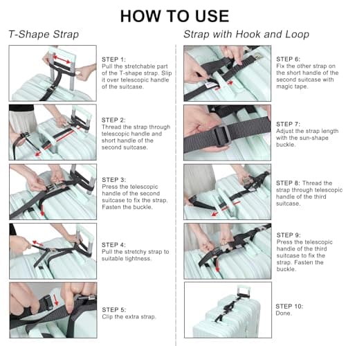 Vigorport Luggage Straps, Metal Luggage Connector Straps for Suitcases, Stretchable Add A Bag Adjustable Attachment Accessories Belts (Black, Medium) — view 6