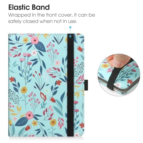 HGWALP Universal Case for 6" eReaders, Folio Leather Stand Cover with Handstrap Compatible with All 6 inch Paperwhite/Kobo/Tolino/Pocketook/Sony E-Book Reader-Spring Bloom — view 2