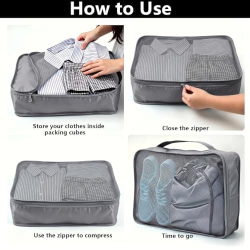 6 PCS Large Packing Cubes, Lightweight Luggage Packing Organizers Cubes — view 3