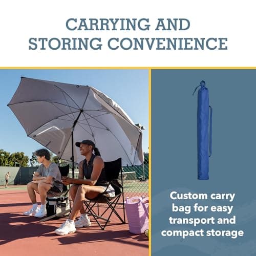 Sport-Brella Premiere Portable Sun Umbrella, Multi-purpose Garden Umbrella, Easy Folding Setup, 243 cm, 1 Piece, Perfect for Outdoor Activities, Beach, and Garden Use, UV Protection-Blue — view 6