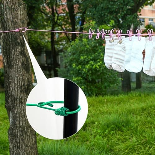 Beach Vacation Essentials Portable Clothesline Retractable, Vacation Essentials Clothesline Clothing Line with 12 Clothes Clips for Camping Essentials, Travel Accessories, Rv Accessories (Red) — view 4