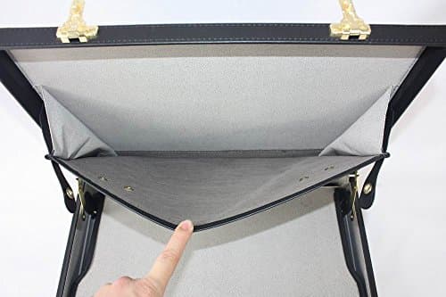 Professional Mens Leather Executive Black Briefcase with Combination Golden Lock — view 2