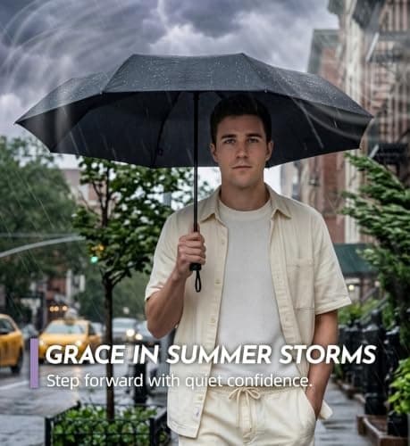 LILAC Windproof Automatic Umbrella, Strong 8 Ribs Compact Travel Brolly — view 6