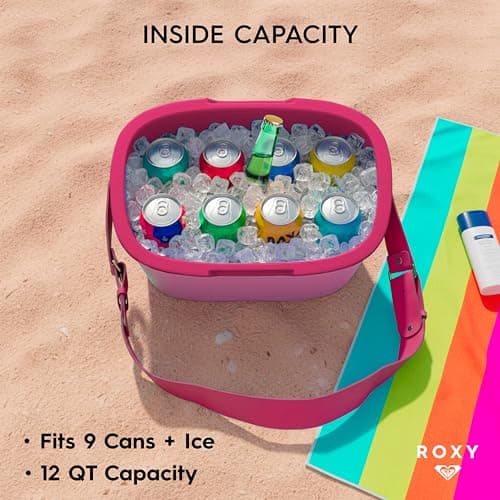 Roxy 12 Qt Portable Hard Cooler with Shoulder Strap, Insulated Ice Chest for Beach, Picnic, Camping and Travel, Pink Coral — view 3