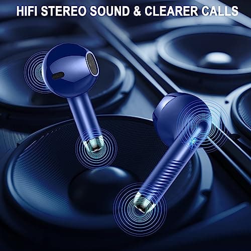 Wireless Earbuds, Bluetooth 5.4 Headphones in Ear with 4 ENC Noise Cancelling Mic, Bluetooth Earbuds 40Hrs Playtime, HiFi Stereo Deep Bass Wireless Earphones, IP7 Waterproof USB-C Fast Charge Blue — view 6