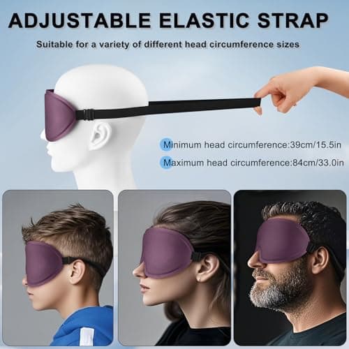Blackout Sleep Mask for Women Men Zero Eye Pressure Eye Mask, Lycra Fabric 3D Ergonomic Design Eye Movement and Eyelash Friendly, Ultra Comfortable Blindfold for Sleeping Purple — view 6