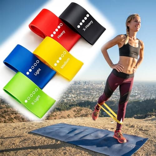 Ram® 5 PACK Gym Resistance Bands Women Men Strength Training Resistant Bands Pilates Yoga Gym Leg Training Glutes Resistance Bands x 5 With Carry Case — view 4