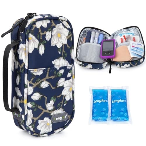 YOUSHARES Insulin Cooler Travel Case, GLP-1 & Insulin Pen Cool Bag, TSA Approved Medication Cooler with 2 x 80g Ice Packs, Large Capacity, Holds 4-5 Pens, Fits Monjaro, Ozempic & Diabetic Supplies