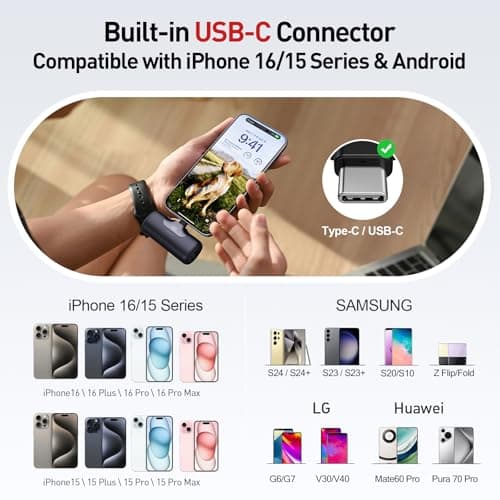 iWALK Portable Charger 5500mAh Next-Gen Small Power Bank 22.5W Fast Charging Battery USB-C Portable Phone Charger for iPhone 17/16 Plus/16 Pro/16 Pro Max/15 series,iPad, Samsung Galaxy S24/S23 Android — view 3