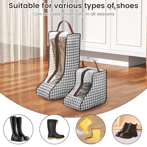 6Pcs Boot Storage,Portable Short 28cm and Tall 48cm Boots Organizer, Waterproof Clear Shoe Dust Proof Bag Boots Protector Bag Shoe Sleeves for Travel — view 3