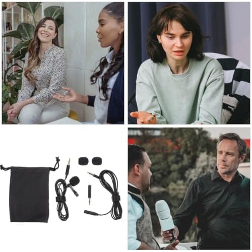 Healeved Noise Cancelling Clip-on Microphone Lapel Mic with Compact Design and Sturdy Clip for Recording and Live Stream, Black Aps and Copper Material Microphone for Camera — view 3