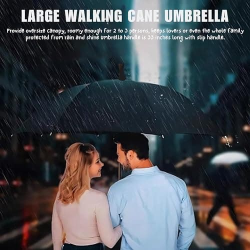 RAHAIM 2-In-1 Walking Stick Umbrella Windproof Cane Umbrella with Heavy-Duty Frame Lightweight Sunshade for Men & Women Ideal for Hiking Climbing Outdoor Use Black — view 4