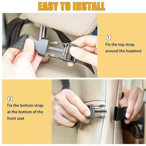 2-piece car storage bag set, including child seat back storage bag, rear seat protector, 10-inch tablet cover, and 9-pocket storage bag with kick guard for storing water bottles, toys, books, etc. — view 6