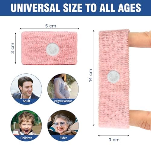 Hionfurt Travel Sickness Bands for Adults and Kids Motion Sickness Wristbands for Car and Sea Sickness Anti Nausea and Pregnancy Morning Sickness Relief Acupressure Wristbands - 2 Pairs Pink, Pink — view 4