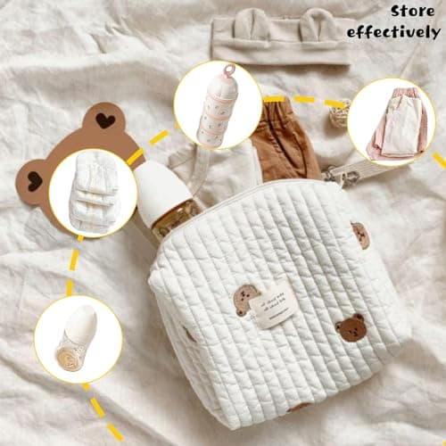 ChAusa Embroidery Nappys Organiser, Portable Biaper Bag for Travel Mother — view 6