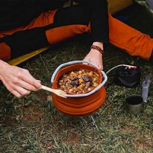 CAMPWOLF HEX Collapsible Camping Kettle 1L, Foldable Silicone Kettle with Stainless Steel Base, BPA Free Portable Backpacking Tea Pot for Hiking & Outdoor Cooking (Terracotta) — view 5