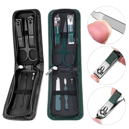 6PCS Manicure Set, Portable Grooming Kits for Facials, Dark green — view 2