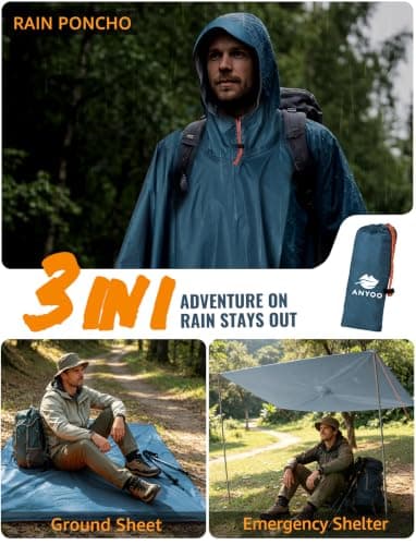 ANYOO Waterproof Rain Poncho Lightweight Reusable Adult Unisex Multi-use — view 6