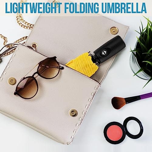 ZOMAKE Travel Compact Umbrella Windproof, Small Umbrella (41.5in-Yellow) — view 6