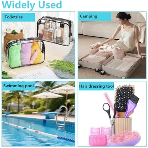 Clear Makeup Bags,Small Toiletry Bag,3 Pcs Clear Travel Toiletries Bag,Waterproof Cosmetic Bag with Zipper,for Vacation,Bathroom and Organizing,Travel Essentials for Toiletries & Cosmetics — view 6