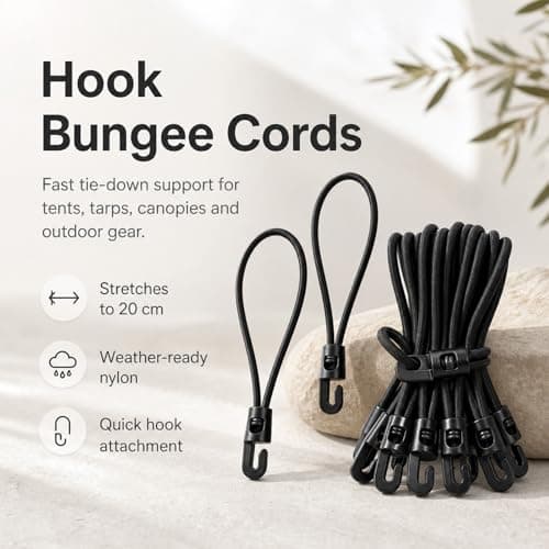 10cm Bungee Cords with Hooks – 20 Pack Heavy Duty Tarp Ties – Stretchy Elastic Tent Straps for Camping, Outdoor, Canopy, Tarpaulin & Shelter Setup — view 3