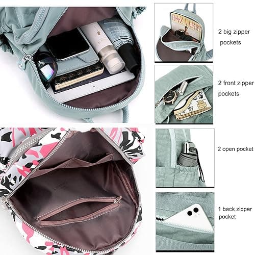 Laneko Mini Nylon Backpacks for Women Small Backpack Purse Lightweight Backpacks Mini Casual Travel Daypack (Small Backpack-A) — view 3