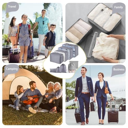 Packing Cubes for Suitcases, MOFELON 9 PCS Packing Cubes for Backpack,Luggage Suitcase Organiser Bags, Travel Essentials Bag for Clothes Shoes,Travel Accessories -GREY — view 6