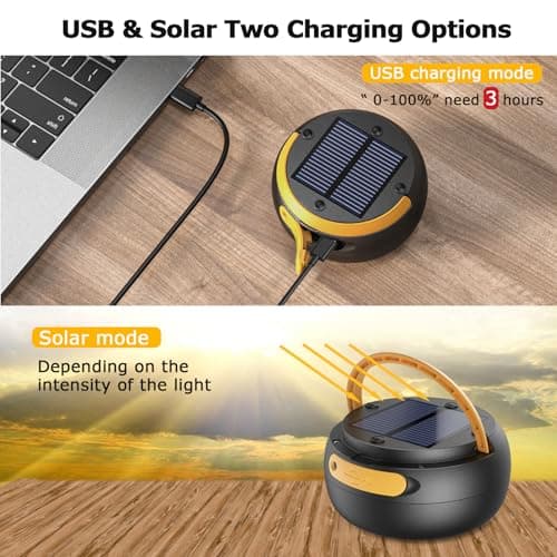 GlobaLink Rechargeable Camping Lantern, Solar Powered Camping Light，Yellow — view 3