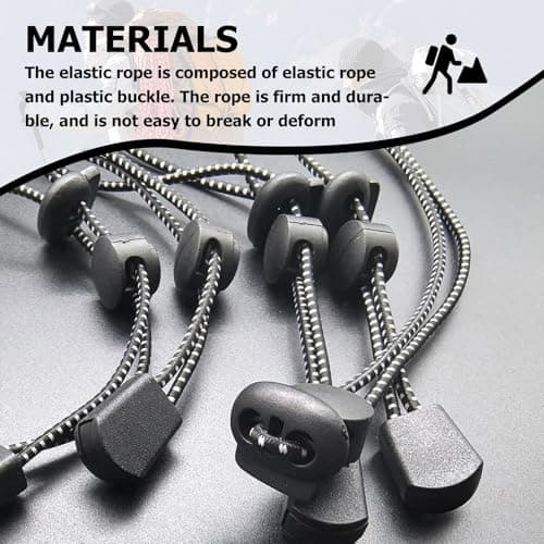 Backpack Walking Stick Holder | 4 Pcs Heavy-Duty Bungee Cord with Fixing Buckle - Secure Trekking Pole Attachment, Elastic Rope for Hiking & Camping Accessories | Quick-Clip Design (Black) (Black) — view 4