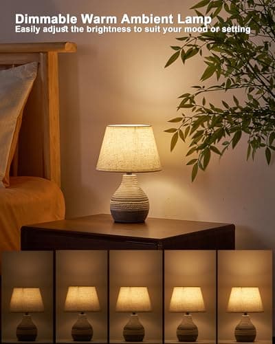 INTELIVE 10" H Small Rechargeable Cordless Ceramic Table Lamp, Coastal — view 6