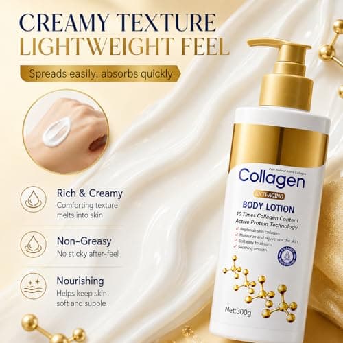 Collagen Body Lotion 300g with 2 x 30g Hand Cream, Firming Body Lotion and Collagen Cream for Skin Tightening, Fast Absorbing Moisturiser for Dry Rough Skin, Hands and Daily Body Care — view 3