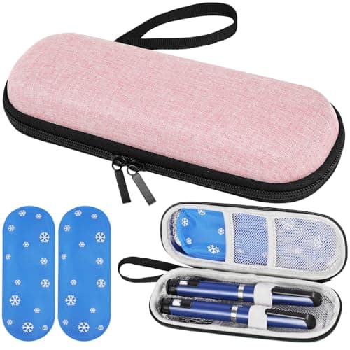Fefod Insulin Cooler Travel Case, Medicine Cooler for Travel Insulin Case with 2 Ice Pack, Diabetic Supplies Insulin Pen Case, Diabetic Small Storage Travel Pack, Portable Insulin Travel Case