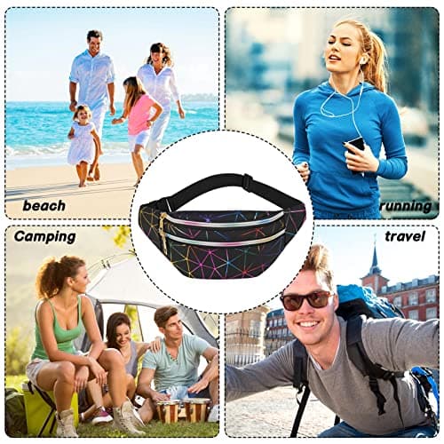 FANTESI 2 Pack Shiny Bumbag Waist Bag Fanny Pack Double Zipper Belt Bag — view 4